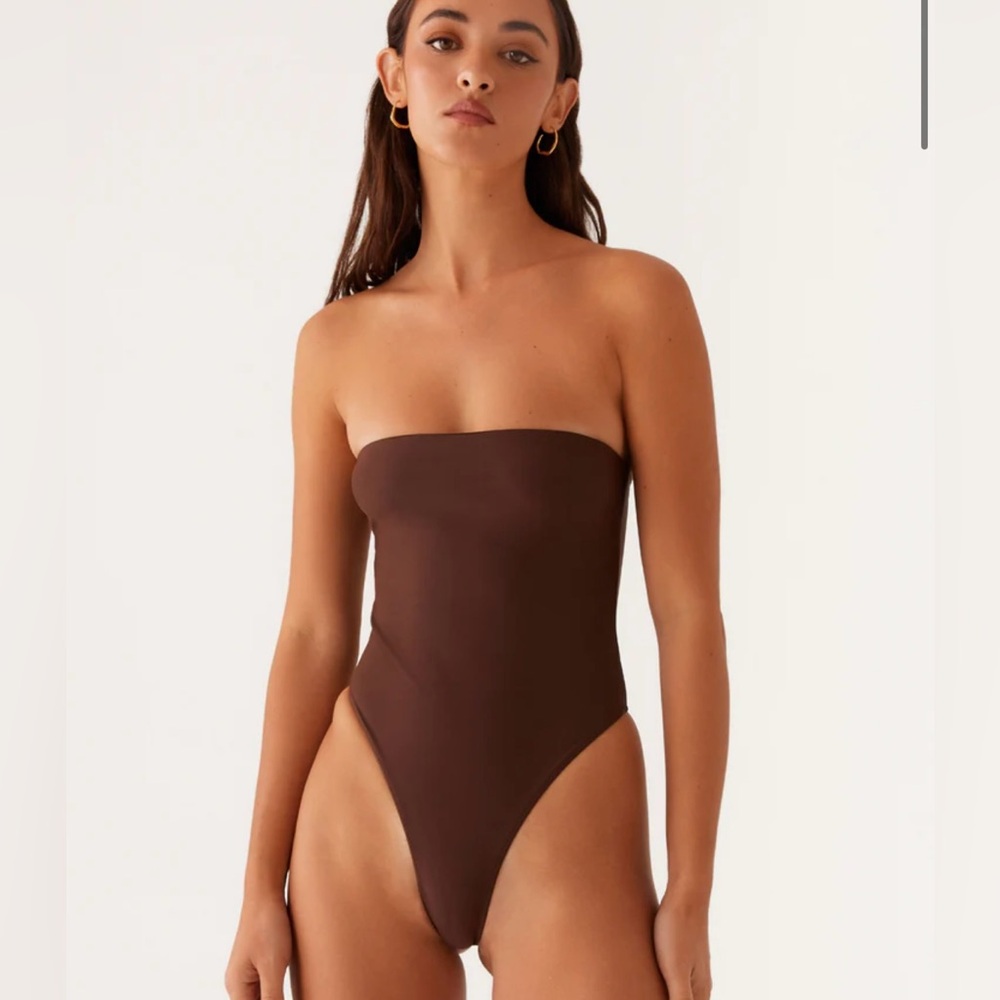 Peppermayo Maxine Strapless One Piece Swimsuit - Brown